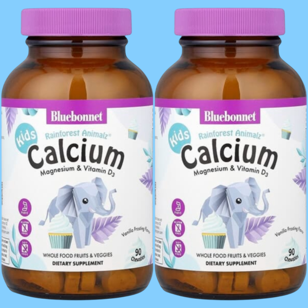 블루보넷 <b>레인포레스트 애니멀즈 칼슘 마그네슘 비타민D3</b> 바닐라 프로스팅 90 츄어블 100% 정품 빠른 배송