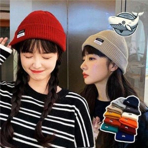 [에이치플러스몰]어반 스타일 니트비니 세련된 패치 디자인 겨울