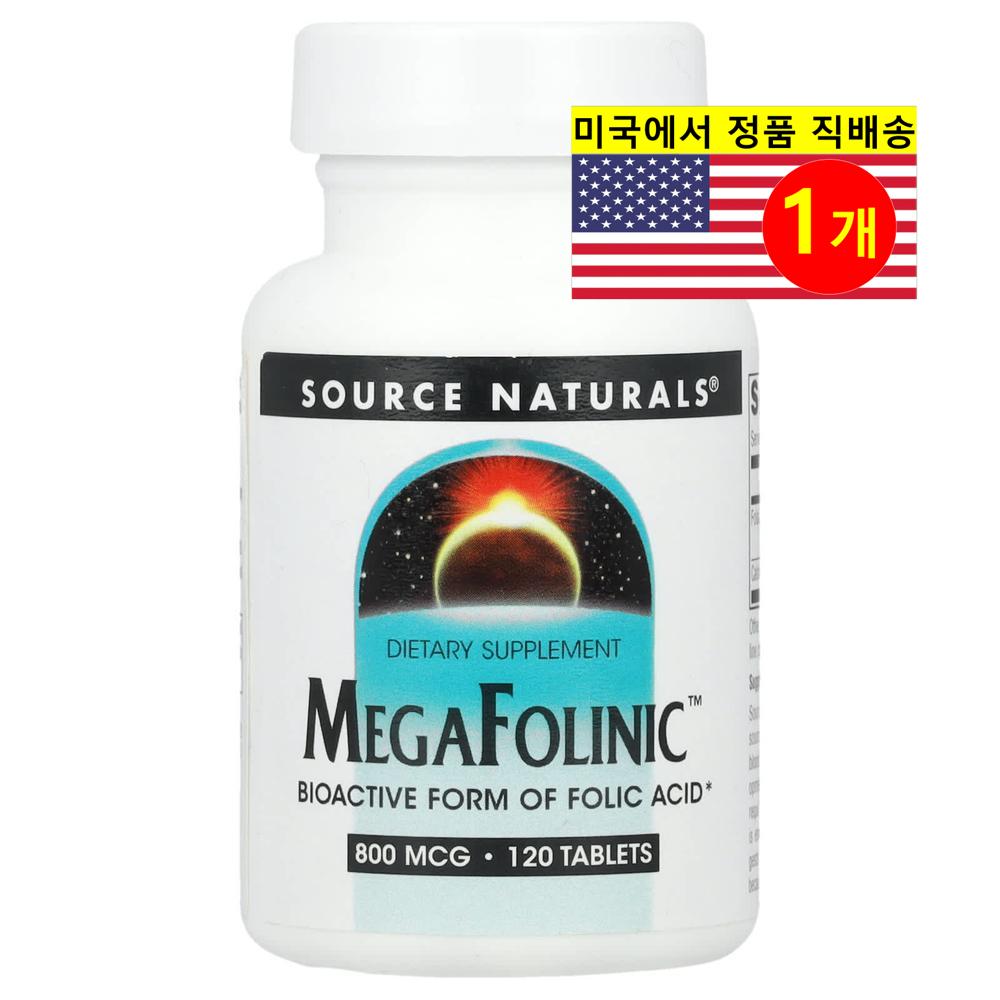 Source Naturals 소스 내추럴스 여성용 <b>메가</b> 폴리닉 <b>800mcg</b> Mega <b>Folinic</b>  1개