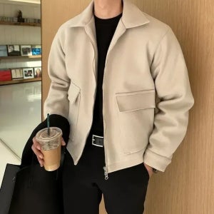 남자 겨울 누빔 울 숏 반크롭 미니멀 카라 투웨이지퍼 자켓 코트 아우터 5컬러