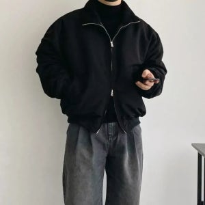 남자 항공점퍼 양털 카라 덤블 투웨이집업 항공점퍼블루종