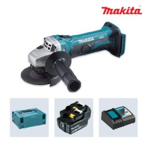 마끼다 DGA402RGE 18V 6.0Ah 배터리 2팩 충전그라인더 앵글 컷팅 100mm(4인치)+케이스포함