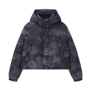 [버커루] 여성 프린트 후드 탈부착 숏기장 다운점퍼 블랙 B254DW710P