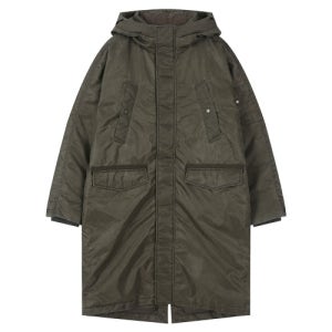 [버커루] 피그먼트 후드 트리밍 다운 야상 점퍼 카키 B254DW203P