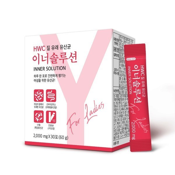 <b>에이치더블유씨</b> <b>HWC</b> 이너솔루션 질<b>유산균</b> 여성<b>유산균</b> 30포 x 1박스