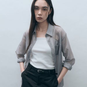 [몽돌] 글로우 시스루 셔츠 라이트그레이 MDSH014LGRAY