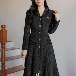 [실버원사/포멀룩/격식룩]첼라넬 배색 트위드 원피스[단독특가]