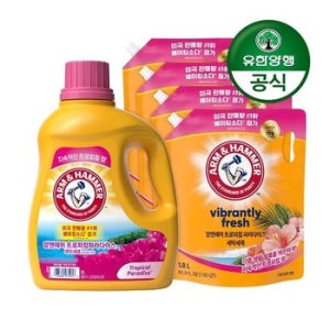 [암앤해머]세탁세제 트로피컬(용기) 3L + 리필 1.8L x 4개