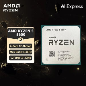 AMD Ryzen 5 5600 CPU AMD R5 5600 프로세서 4.4GHz 6코어 12스레드 32MB 캐시 소켓 AM4 데스크탑 PC 게이밍 CPU