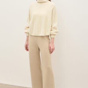 [the CASHMERE] 캐시미어 블렌드 밴딩 니트 팬츠 / CM2EAKPC021W_LE