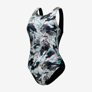 아레나 아울렛 루미너스 U백 블랙 [A4FL1LD07(BLK) 여자 실내수영복]