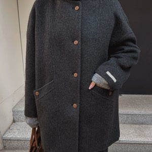 [wool 100%/고퀄리티] 울하이넥싱글하프코트(HAND MADE)