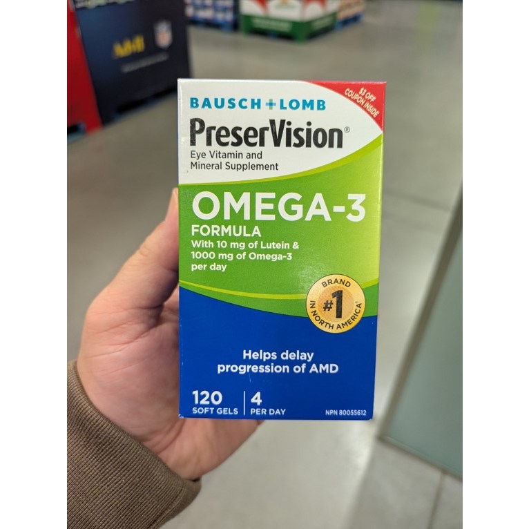 바슈롬 프리저<b>비전</b> 루테인10mg+ <b>오메가</b>3 <b>1000mg</b>  4개  120정