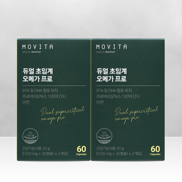 모비타 <b>듀얼 오메가 프로</b> 30g(60캡슐) 2개  30정