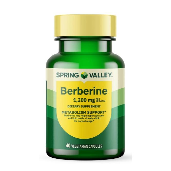 <b>스프링밸리</b> 베르베린 1200mg 메타볼리즘 서포트 캡슐 Spring Valley Berberine  1개  40정