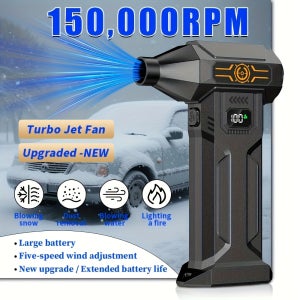 업그레이드 터보 고속 팬, 강력한 브러시리스 모터 150000 RPM/분, 야드 슈퍼 미니 터보 제트 스노우 블로워, 내장형 충전식 배터리, 핸드헬드 팬, 컴팩트하고 가벼운,