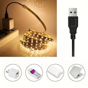 모션 센서 LED 스트립 조명, USB 5V 2835, 따뜻한 흰색/흰색 조명, 조절 가능, USB 전원, 배터리 불필요, 발렌타인데이 테마 침실, 집, 주방, 옷장 장식에 적합