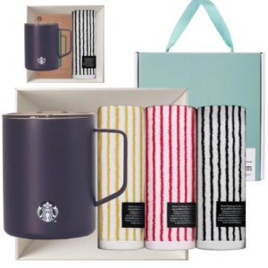 스타벅스 SS 블랙 매트 데비 텀블러 473ml + 오뷔송 뱀부스트라이프  180g 호텔 수건 타올 판촉물 제작 전문~주방용품~컵(스텐머그)