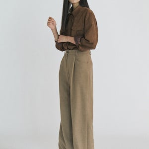 스텝어라운드 Soft Wool Wide Pants_Brown