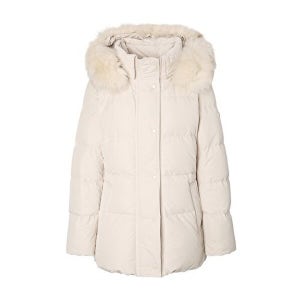 [헤지스] 헤지스 여성 베이지 탈착카라 구스다운 패딩점퍼  (HSJU5DC01I1)