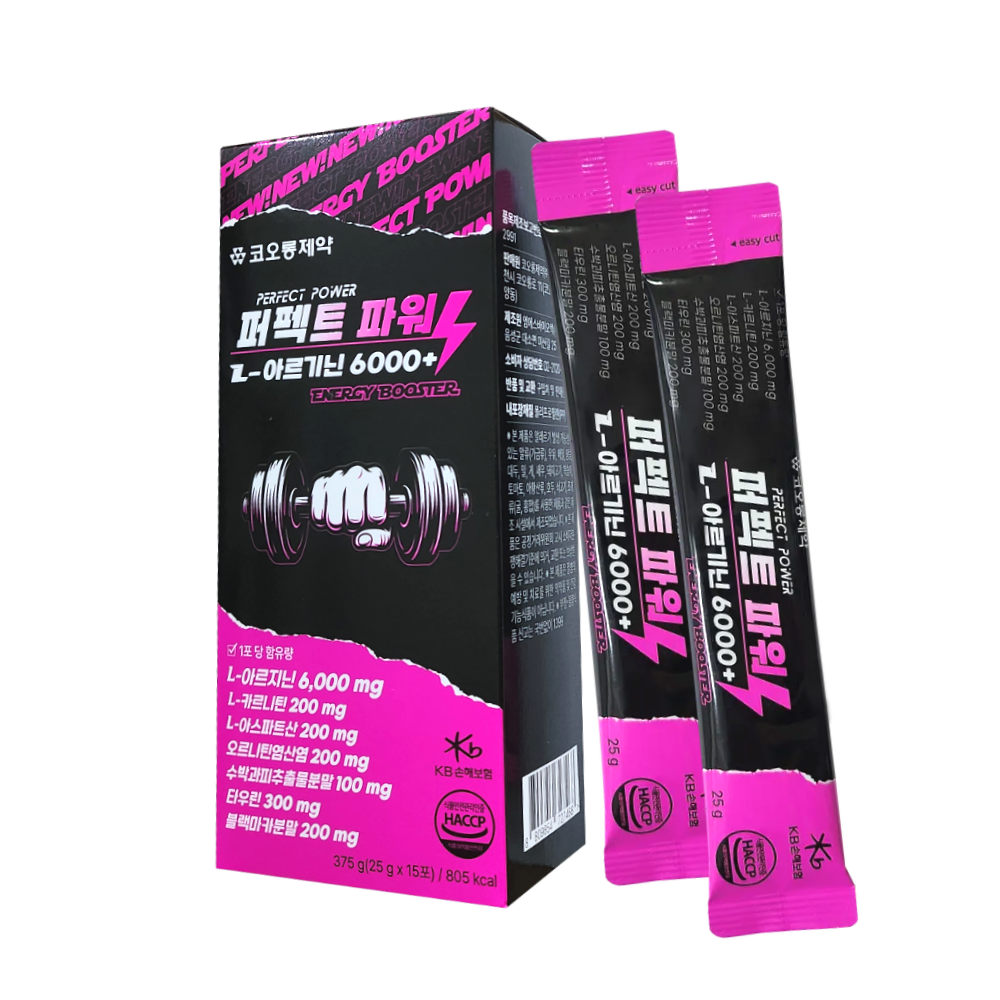 코오롱 <b>퍼펙트 파워</b> L-아르기닌 <b>6000</b>+ 레몬맛 액상스틱  1박스  15회분