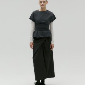 [솔티페블] WOOL SNAP BLOUSE & PINTUCK BUSTIER SET UP [GREY] SK4C2MVTC2GRA