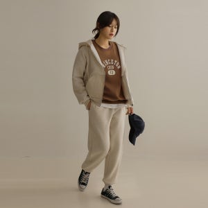 배피 패딩 후드 집업 조거 SET