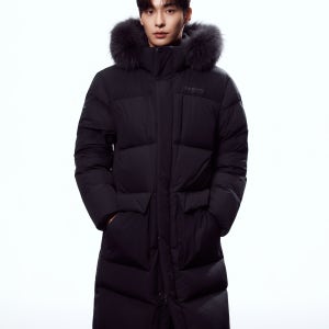 [디스커버리 공식몰] 남성 고쉬 구스다운 롱패딩 (블랙) DMDJ7E056-BKS [돕바,벤치파카,코트,겨울]