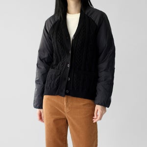 오리털 니트배색 가디건쟈켓