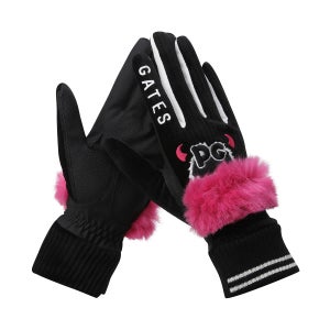 [파리게이츠] 여성 데빌 스마일 벨벳 퍼 믹스 양손 장갑 521E4GV301_BK