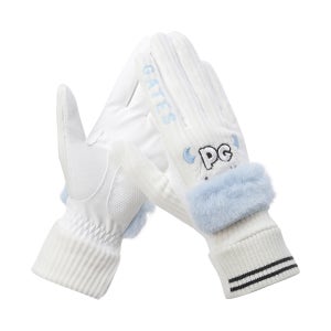 [파리게이츠] 여성 데빌 스마일 벨벳 퍼 믹스 양손 장갑 521E4GV301_WH