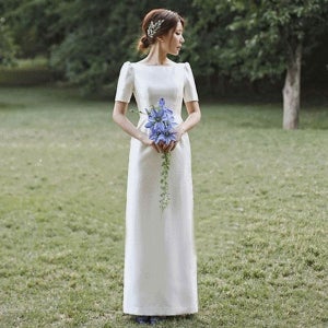 내일도착 롱원피스 [당일출고] 봄봄봄 브라이덜샤워 셀프웨딩 드레스 원피스 결혼식 2부 피로연 이브닝 파티 스몰웨딩 돌잔치엄마 드레스