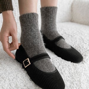 내일도착 플랫슈즈 (쫀득몰드창) 제니 골덴 털 메리제인슈즈(1cm)