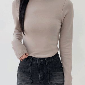 내일도착 긴소매티셔츠 [20%할인/퀄리티대박/비침X] 코튼 하이넥 목폴라 티셔츠 5color