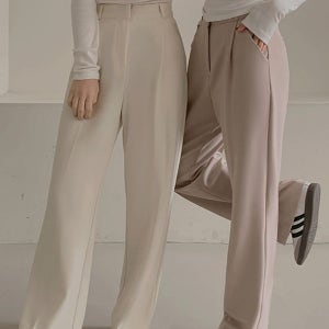 내일도착 와이드팬츠 [10만장 돌파♥] [숏/기본/롱] 텐딘 스판 밴딩 와이드 핀턱 슬랙스 팬츠( 가을-겨울-출근룩-데일리룩-빅사이즈-40사이즈-자체제작-와이드-밴딩슬랙스-핀턱슬랙