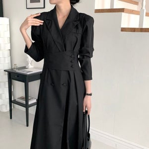 내일도착 롱원피스 [당일출고] 한마음 봄 가을 결혼식 하객룩 원피스 오피스룩 올드머니룩 상견례 피로연 블랙 정장 77사이즈 빅사이즈 롱원피스