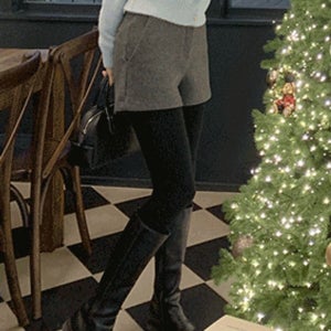 내일도착 반바지 [핏예쁨💖] 윈터 모직 하이웨스트 숏팬츠 , 봄 겨울 3부 울 심플 무지 미니 숏 짧은 도톰 기모 반바지 회색 그레이 블랙