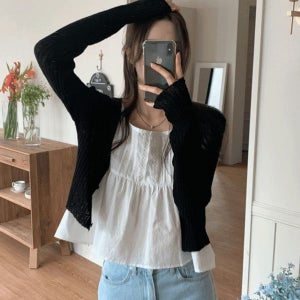 내일도착 블라우스 슈가 핀턱나시블라우스 여름블라우스 스퀘어넥 레이스나시블라우스