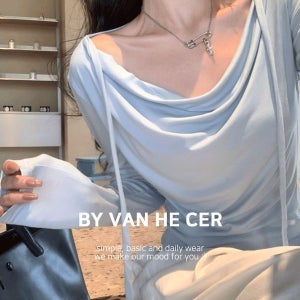 내일도착 긴소매티셔츠 (저렴이 비교불가/퀄리티보장✨) 바니 카울넥 셔링 오프숄더 긴팔 티셔츠 T#YW1299