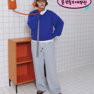 내일도착 와이드팬츠 [원지X지그재그] [숏,롱] 체커보드/무지 밴딩 팬츠-4color-요리조리 에디션