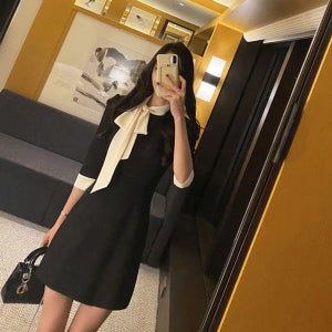 내일도착 미니원피스 [롱버전추가/당일발송] 사이드 리본 타이 원피스 하객룩