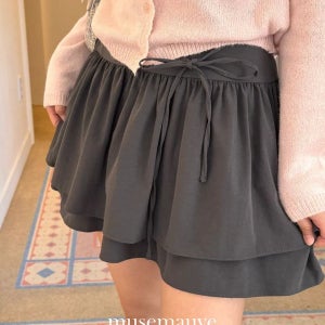 내일도착 미니스커트 *안부해캉캉SK/밴딩* 골반부터 풍성한 밴딩 미니 캉캉스커트 그레이/블랙