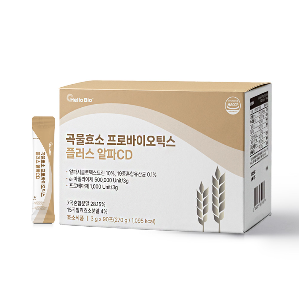 헬로바이오 곡물<b>효소</b> 프로바이오틱스 플러스 알파CD 3g x 90포, 1개