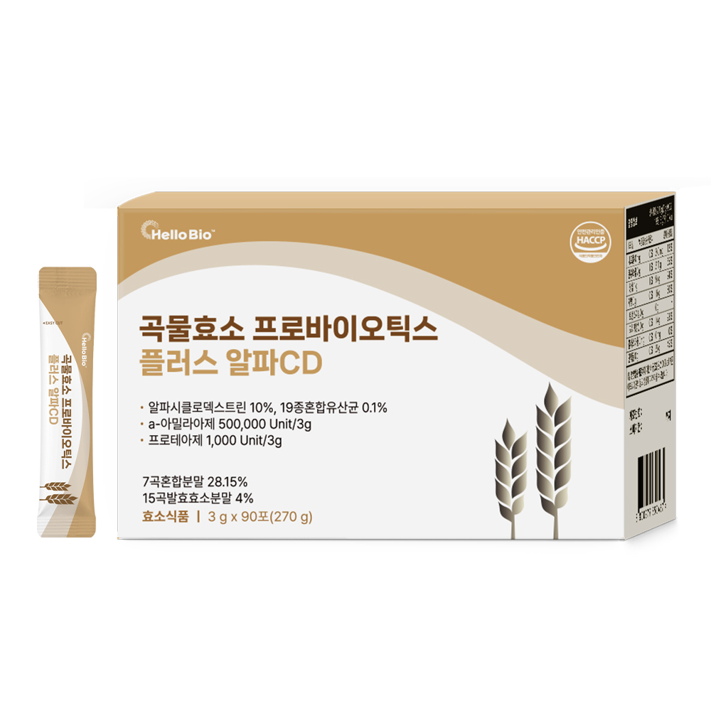 헬로바이오 곡물<b>효소</b> 프로바이오틱스 플러스 알파CD 3g x 90포, 1개