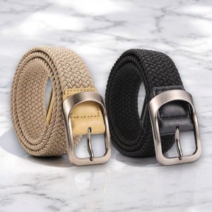 [하프클럽]모노무드 게더릭 핀버클 꽈배기 벨트 2p세트 (BK/BE) b