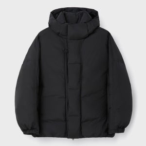 [커스텀멜로우] Black Middle Hood Down Jacket CWUAW25882BKX