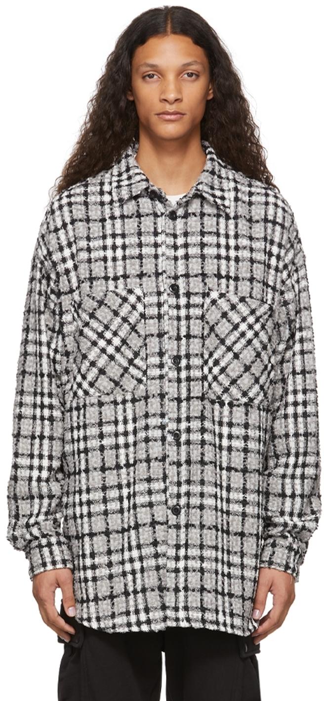 페이스커넥션 Black White Check Tweed Shirt jacket