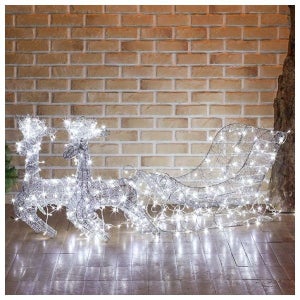 140cm LED 실버 반짝이 사슴 썰매 장식 세트(21162)