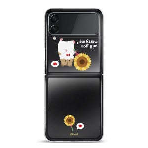 [아이무이] 삼성 갤럭시 Z플립3 투명 젤하드 케이스 무이츄(스트랩홀) Z FILP3 제트플립3 지플립3/햄스터 커플