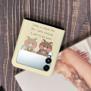 [아이무이] 삼성 갤럭시 Z플립3 하드 케이스 꼼빵이(스트랩홀)Z FILP3 제트플립3 지플립3/곰돌이 곰 커플